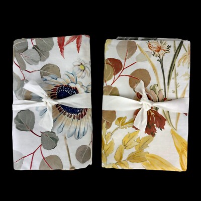 New Set [2] Pottery Barn Laurel Reversible KING Percale Shams Floral Sunflower-image
