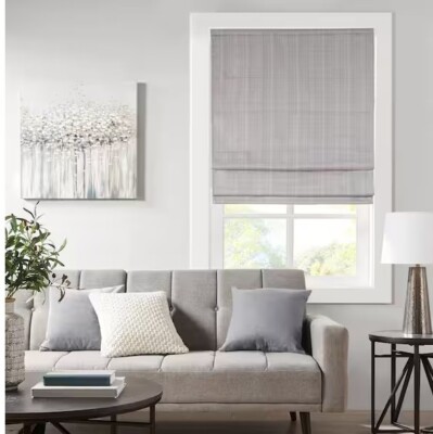 Madison Park Colm Gray Cordless Basketweave Polyester 23 in. W x 64 in. L-image