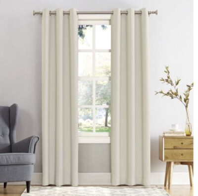 2 Sun Zero Grommet Textured Cream Color Panel Curtains 40