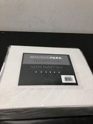 Madison park MPE20-899 Satin 6-Piece White Solid Polyester Full Luxury Sheet Set-image