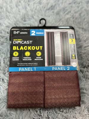 Sun Zero Dimcast Blackout Two Rod Pocket 84in 2pc Curtain Set Noise Reducing NEW-image
