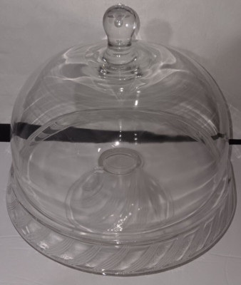 Anchor Hockings Glass Cake Stand Pedestal Footed Large Punch Bowl Chip & Dip-image