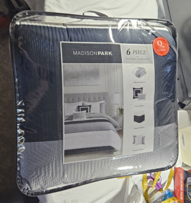 Madison Park 6 Piece Greer Queen Comforter Set - Black-image