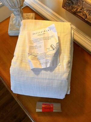 Pottery Barn Seaton Textured Curtain 100”x108” White Cotton Lined SPOT READ NWOT-image