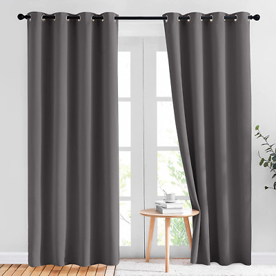 Gray Blackout Curtains for Bedroom 84 Inches Long - Thermal Curtains & Drapes Gr-image