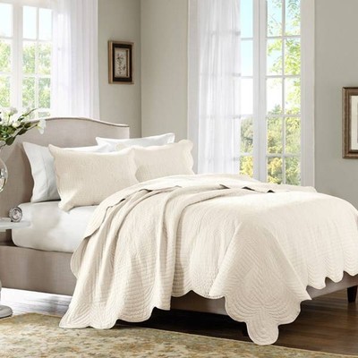 Madison Park Tuscany Bedspread Set 3 Pc Shams Ivory Full/Queen Ivory quilted-image