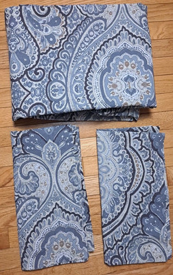 Pottery Barn Mckenna Sz.CK Duvet Cover Euro Sham Set Paisley Multicolor Gray 3pc-image