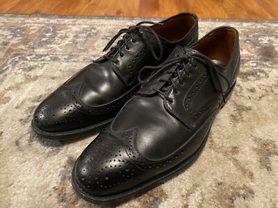 Allen Edmonds Madison Park Black Leather Wingtip Blucher Size 9.5D-image