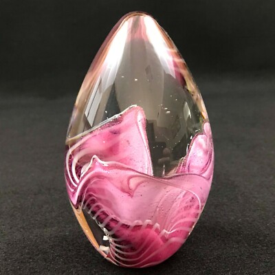 Robert Eickholt Art Glass Paperweight Vintage Egg Shaped Dated and Signed-image