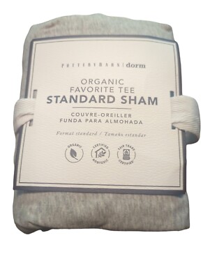 Pottery Barn Dorm Favorite Tee Standard Sham Heathered Gray NEW-image