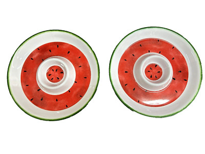 Sakura Evolution Melamine (Lot of 2) Summer Watermelon Chip and Dip Trays 14 in-image