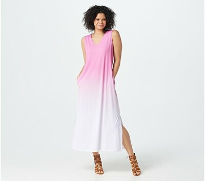 Elizabeth & Clarke Dip-Dye Maxi Dress with StainTech,Pink Quartz X-Large A378038-image