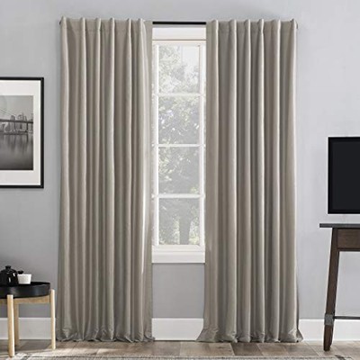 Greyson Faux Dupioni Silk Thermal Extreme Total Blackout Back Tab Curtain Pan...-image