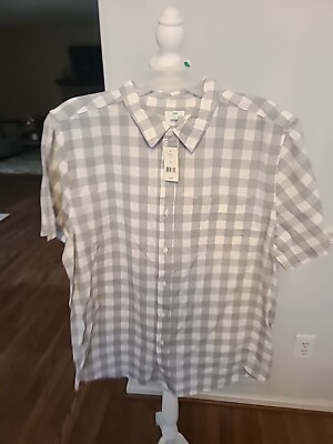 dip Men Grey Checker Button Up Shirt Size Large-image