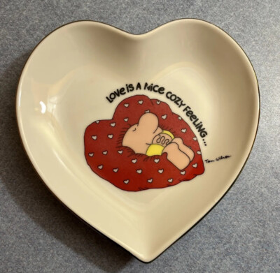 Vintage ZIGGY Heart Shaped Trinket Dish...Love is A Nice Cozy Feeling......-image