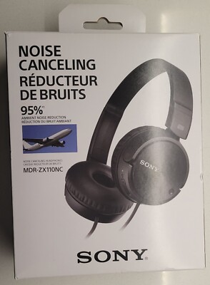 NEW Sony Noise Cancelling Wired Headphones Black MDR-ZX110NC-image