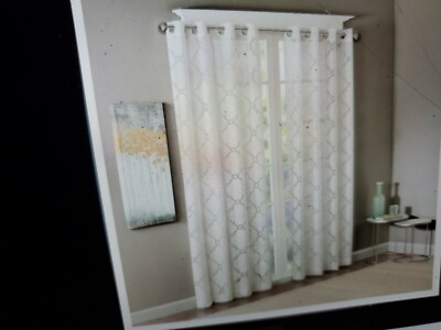 2 X Madison Park Fretwork Burnout Sheer Panels - White - 50 X 95-image