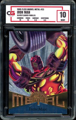 1995 Marvel Metal #23 ~ SILVER FLASHER PARALLEL ~ Iron Man ~ GRADED CG 10-image