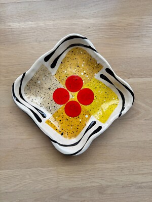 Jack Charney ART Studio Art Pottery Bowl/Plate Hand Painted & Signed-image