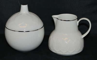 Rosenthal Studio-Line Lotus Shaped Sugar & Creamer - Platinum Trim - Nice-image