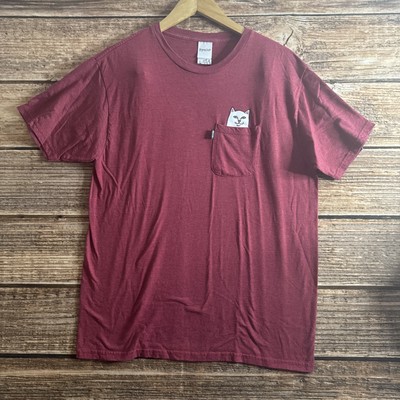 RIP N DIP  Skater Cat T Shirt Lord Nermal Pocket Tee Mens Large Cat Red-image