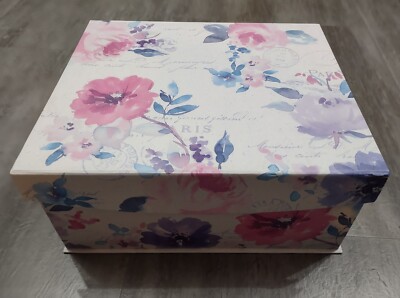 Pela Studio Paris Floral Rose Lift Flap Lid Keepsake Box Large-image