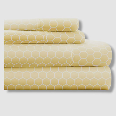 Ienjoy Home Yellow 4 Piece Honeycomb Queen Set-image