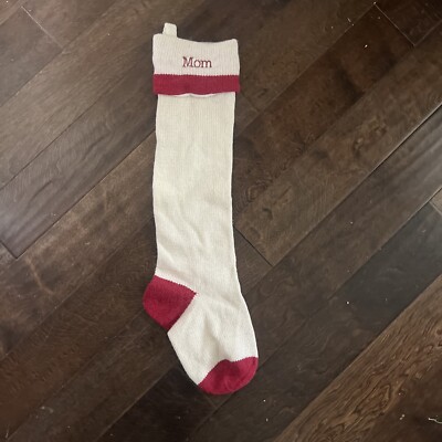 NWOT POTTERY BARN Fair Isle Knit Solid Cream Christmas STOCKING Mono Mom-image