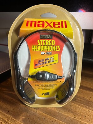 Maxell HP-700 Digital Stereo Headphones - Volume Control 3.5mm plug ~ NEW SEALED-image