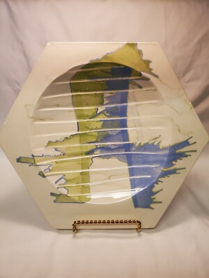 Studio Art Pottery Trinket Dish Ashtray  Hexagon Shaped Signed Catanese Vintage -image