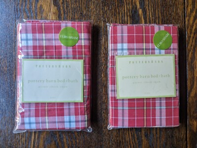 Pottery Barn Red and White Picnic Check Euro Sham Pair-image