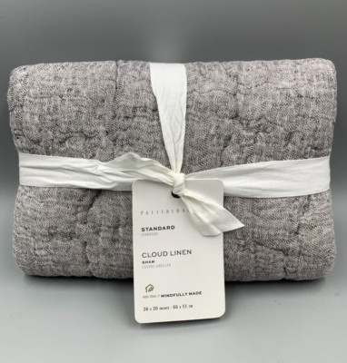 Pottery Barn Handcrafted Cloud Linen Quilted Sham Standard Gray #1284D-image