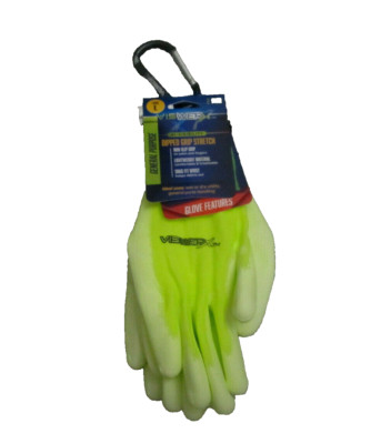 2 Pair Hi Visibilty Dipped Gloves Grip Stretch Utulity Non Slip Safety Large -image