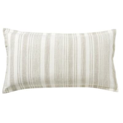 Pottery Barn King Sham Hawthorn Stripe Yarn Dyed Taupe NWT-image