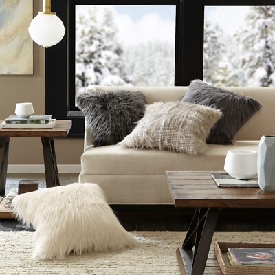 Madison Park Edina Faux Fur Square Pillow-image