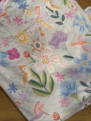 Pottery Barn Kids Naomi Floral Duvet Cover Set  Queen 2 Standard Shams Birds-image