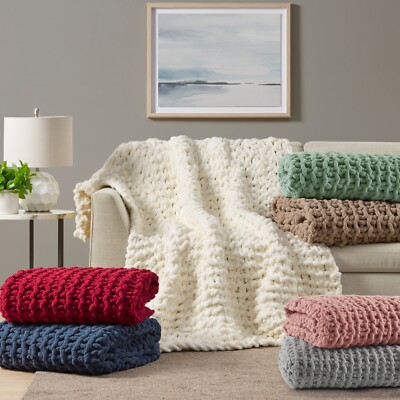Madison Park Chenille Chunky Knit Throw 50x60-image
