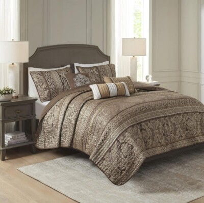 Madison Park Bellagio 6-Pc. Quilted Brown Full/Queen-image