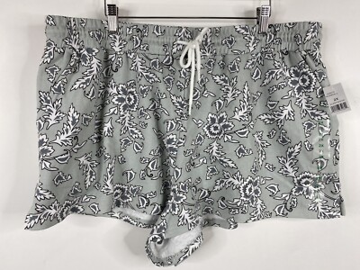 Dip Sleep Shorts Womens Size 2X Grey White Floral Drawsting Waist NWT-image