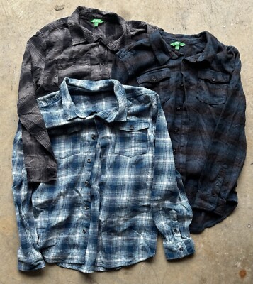 DIP Flannel Button Up (3) Shirt Lot Size Men’s Large-image