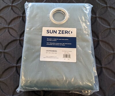 SUN Zero Lichtenberg Grommet Curtain Panel in Mineral Blue. 54x84 Inch -image