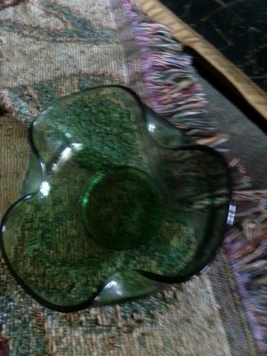 Vintage Anchor Hawking Chip And Dip Green Bowls Large And Small -image