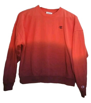 Champion Sweatshirt Women's Size Large Dip-Dye Crew Neck Relaxed Fit Fleece-image