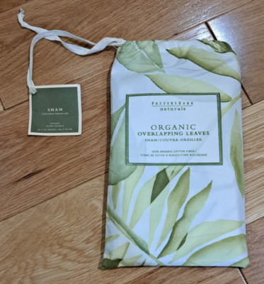 Pottery Barn Naturals Overlapping Leaves 100% Organic Cotton Pillow Sham Std-image