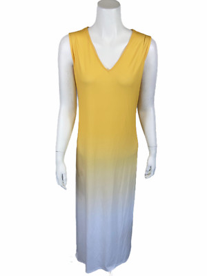 Elizabeth & Clarke Women's Dip-Dye Maxi Dress with StainTech Lemon Large Size-image