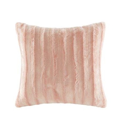 Madison Park Duke Pink Faux Fur Square Pillow 20