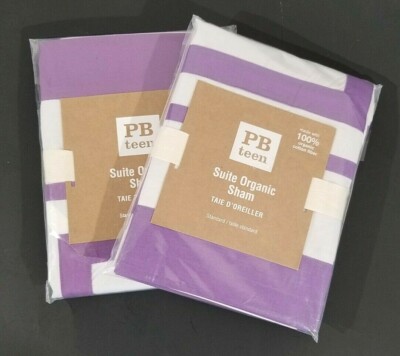 Set 2 Pottery Barn Teen Standard Sham Dark Plum Pillow Cover Purple 100% Cotton-image