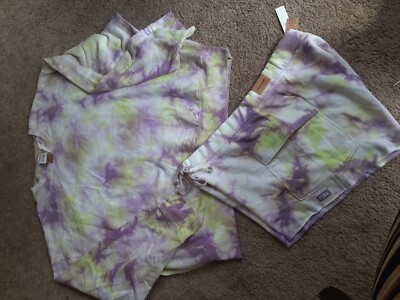 Victoria's  Secret Pink Multi Ombre Dip Tye Dye Pullover &  Cargo Shorts Set  XL-image