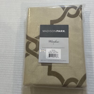 Madison Park Saratoga 50x18 Fretwork Print Valance in Beige/Gold - Olliix-image