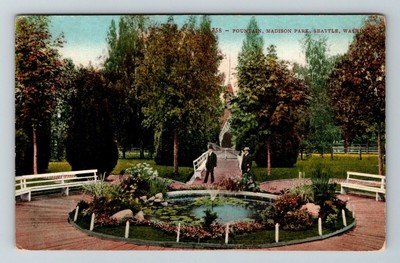 Seattle WA-Washington, Fountain, Madison Park Vintage Souvenir Postcard-image